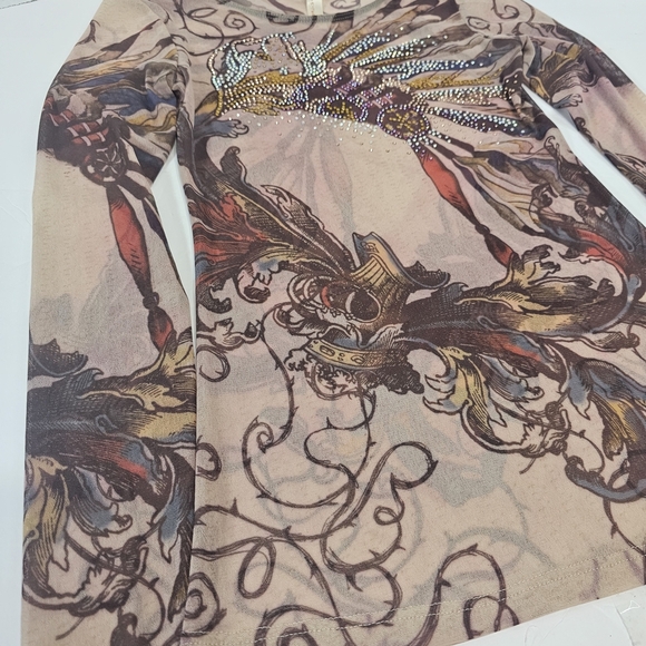 S-Twelve Artistic Long Sleeve Top with Bird Design - Picture 4 of 7